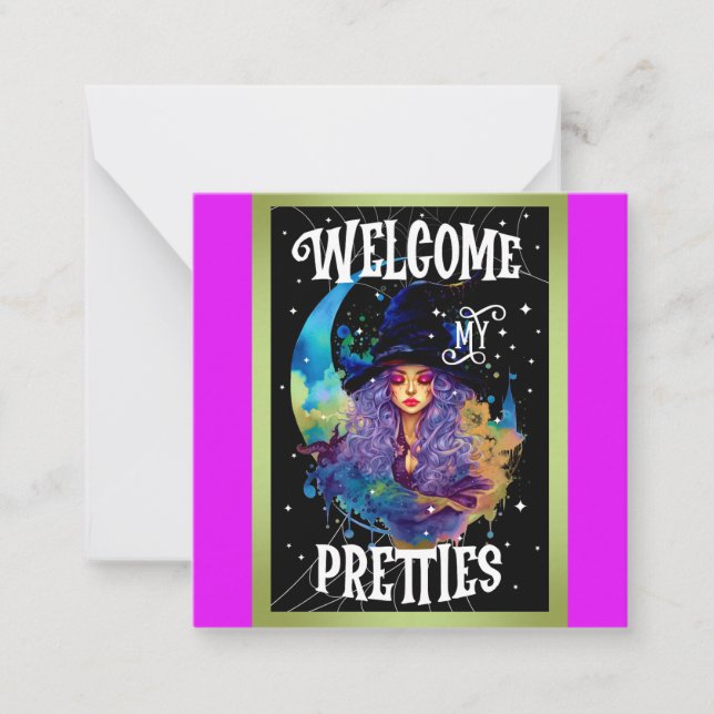 Tarjeta Pequeña Halloween de belleza femenina retro (Anverso)