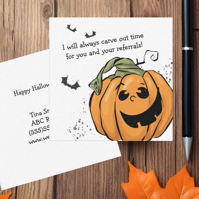 Tarjeta Pequeña Halloween de las referencias (Editable Halloween Referral Notecard)