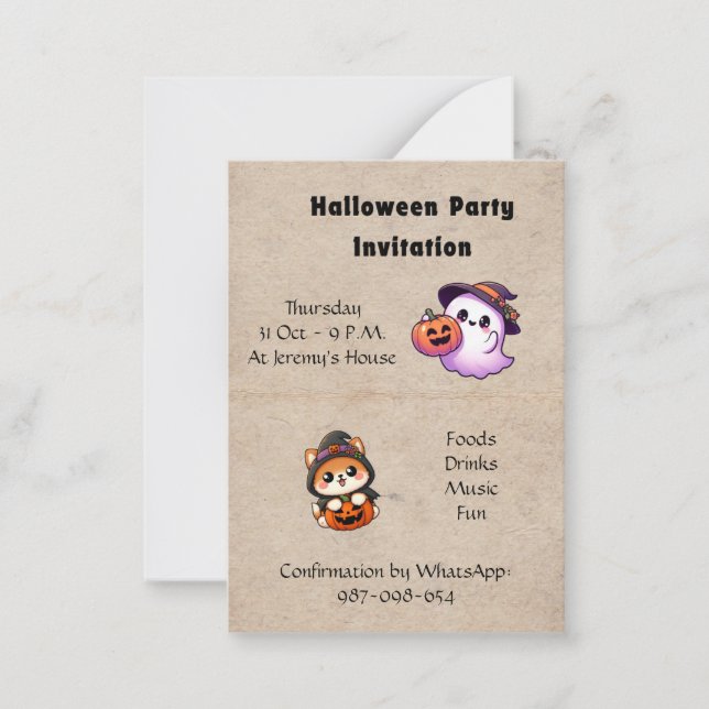 Tarjeta Pequeña Halloween Invitation to be personalised (Anverso)