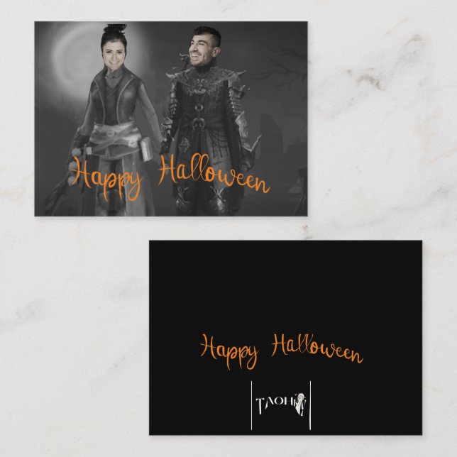 Tarjeta Pequeña Halloween Rey y Reina de la Oscuridad (Anverso / Reverso)