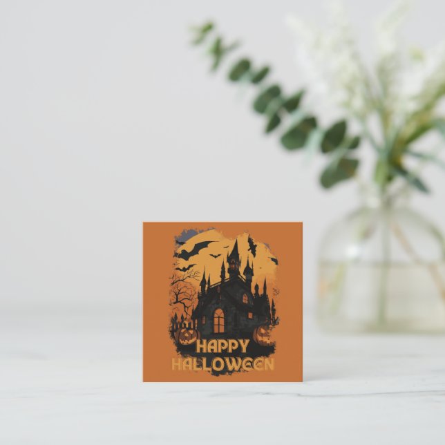 Tarjeta Pequeña Halloween-Schloss unter Mondlicht (Anverso de pie)