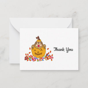 Tarjeta Pequeña Halloween Sloth Gracias Cartas