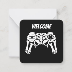 Tarjeta Pequeña Halloween Spooky Skeleton Gamer Controller Gaming