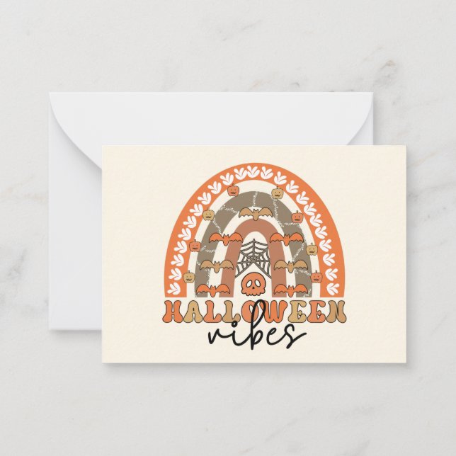 Tarjeta Pequeña Halloween Vibes Boho Rainbow Fall Halloween (Reverso)