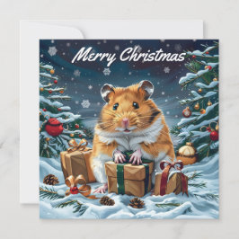 Tarjeta Pequeña Hamster con regalos Navidades Navidades