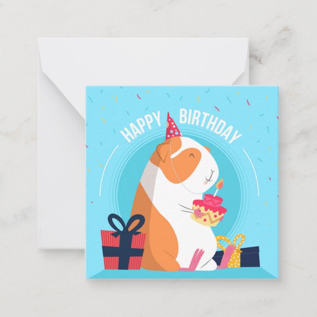 Tarjeta Pequeña Hamster de Cumpleaños (Anverso)