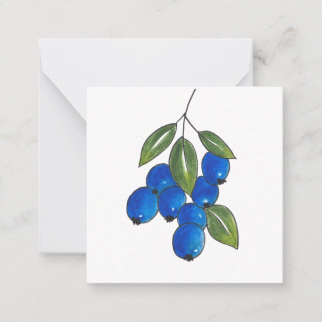 Tarjeta Pequeña Hand Drawn Blueberries (Anverso)