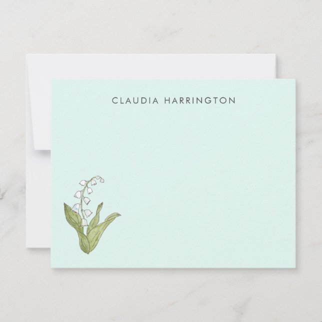 Tarjeta Pequeña Hand-Illustrated Lily of the Valley Spring Floral (Anverso)