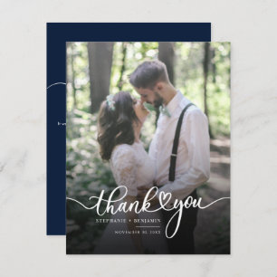 Tarjeta Pequeña Hand Lettered with Heart Boda Photo You