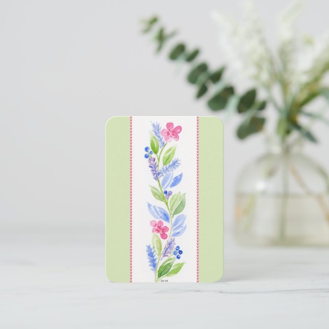 Tarjeta Pequeña Hand Painted Watercolor Floral Note Blank (Anverso de pie)