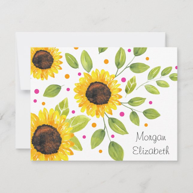 Tarjeta Pequeña Hand Pintado Watercolor Sunflower Bouquet (Anverso)
