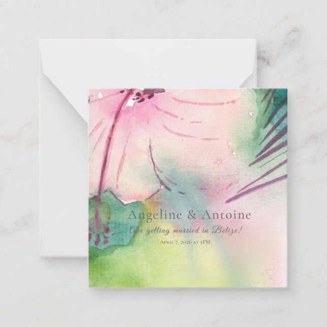 Tarjeta Pequeña Handpainted watercolour Belizean hibiscus (Anverso)