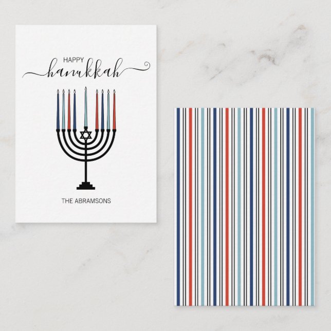 Tarjeta Pequeña Hanukkah Menorah Holiday Mini Note Card (Anverso / Reverso)