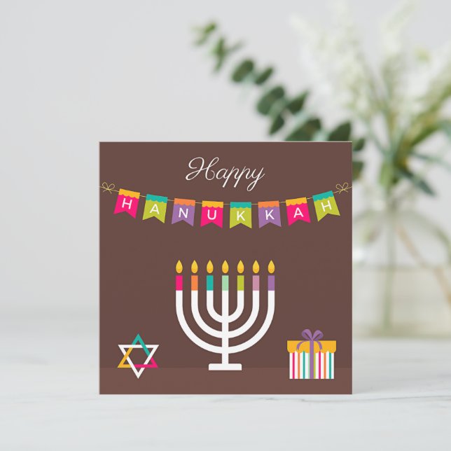 Tarjeta Pequeña Hanukkah Saludos (Anverso de pie)
