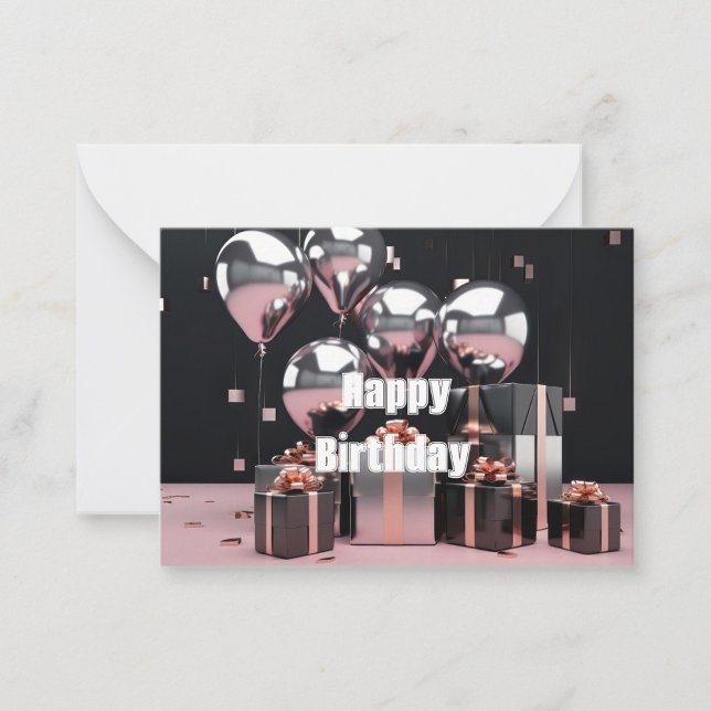 Tarjeta Pequeña Happy Birthday Flat Note Card (Subido por el creador)