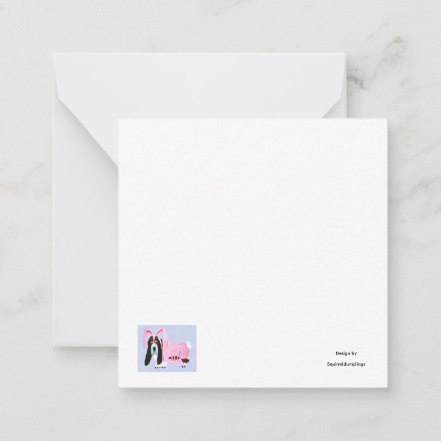 Tarjeta Pequeña Happy Easter Basset Hound Easter Bunny card (Reverso)