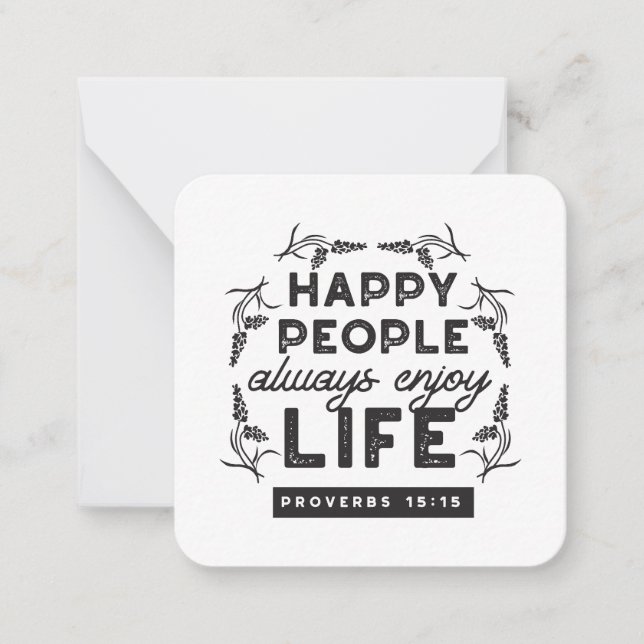 Tarjeta Pequeña Happy Life with Faith – Proverbs 15:15 Art (Anverso)