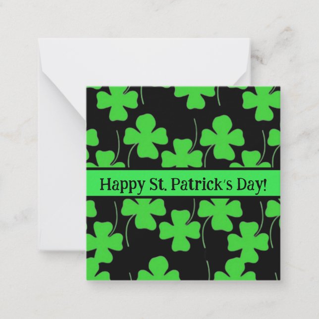 Tarjeta Pequeña Happy st Patrick’s day cards, cute, stock up! Note (Anverso)