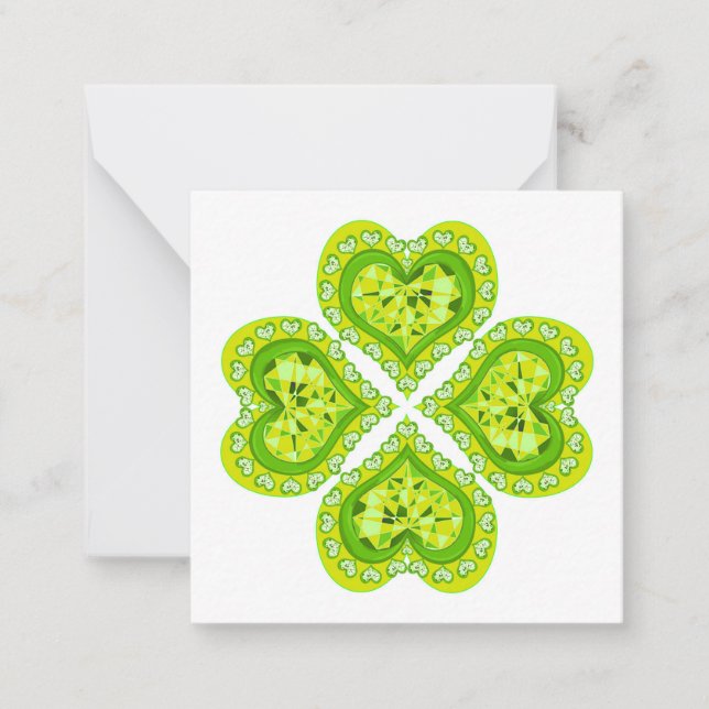 Tarjeta Pequeña Happy St Patricks Day Fabric font 4 Heart Diamonds (Anverso)