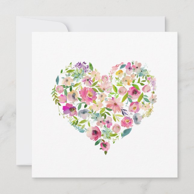 Tarjeta Pequeña Happy Valentines Day xoxo Pink Floral Heart Art (Anverso)
