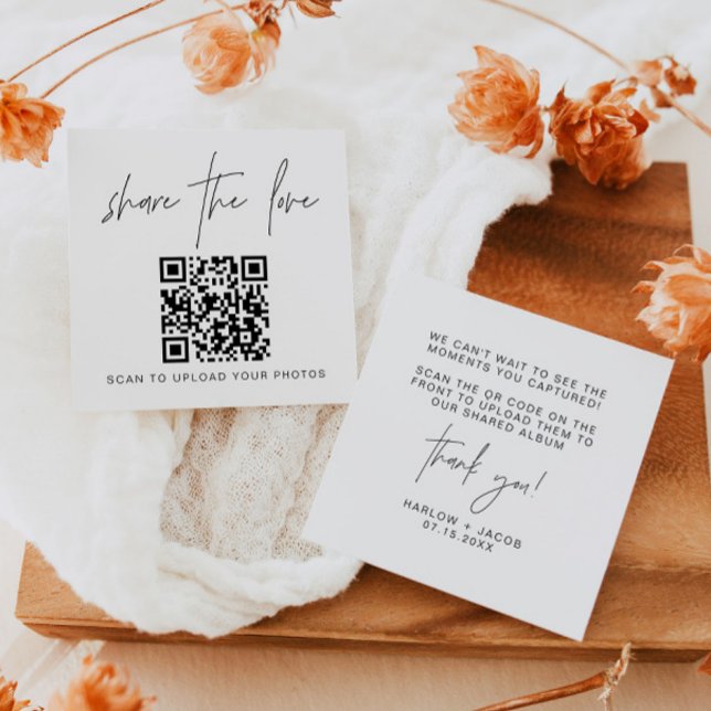Tarjeta Pequeña HARLOW Modern Share the Love QR Code Table Cards (Subido por el creador)