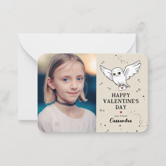 Tarjeta Pequeña Harry Potter | Hedwig | Feliz Día de San Valentín (Anverso)