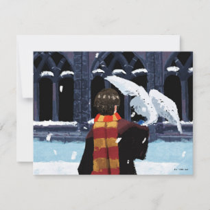 Tarjeta Pequeña HARRY POTTER™ y Hedwig en la nieve