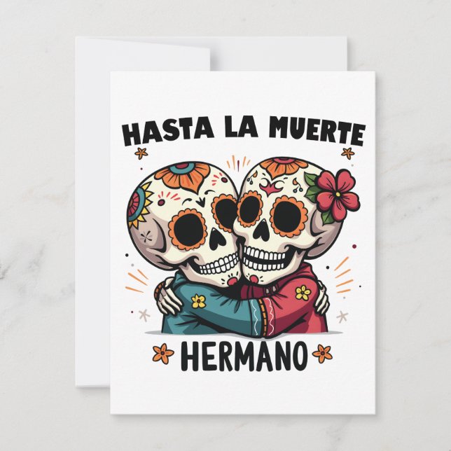 Tarjeta Pequeña Hasta La Muerte Hermano Día de la Muerte (Anverso)
