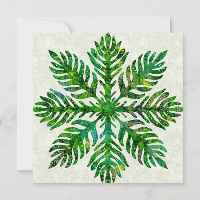 Tarjeta Pequeña Hawai print quilt lauae fern (Anverso)