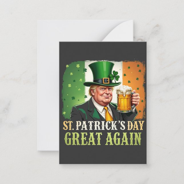 Tarjeta Pequeña Haz de nuevo grande el St. Patrick Trump Irlandés  (Anverso)
