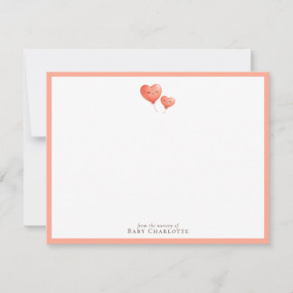 Tarjeta Pequeña Heart Balloon Nursery Note Card – Personalized