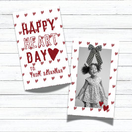 Tarjeta Pequeña Heart Day Gingham Bow Valentines Classroom Card
