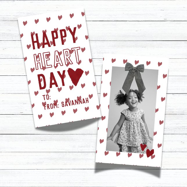 Tarjeta Pequeña Heart Day Gingham Bow Valentines Classroom Card (Heart Day Gingham Bow Valentines Classroom Card)
