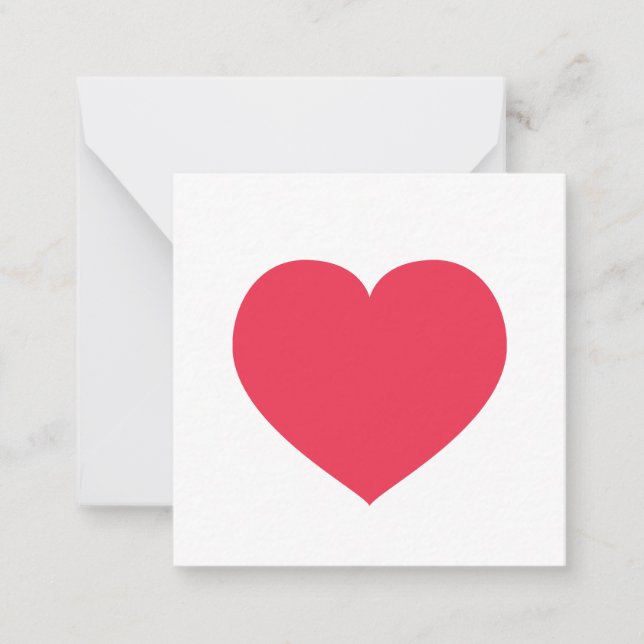Tarjeta Pequeña Heart Modern Love Note Red Timeless Stationary (Anverso)