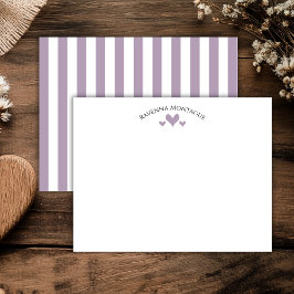 Tarjeta Pequeña Heather Elegant Classic Hearts Striped Note Card