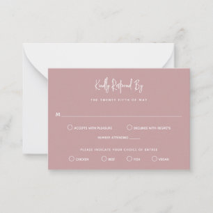 Tarjeta Pequeña Heather Elegant Rosa  Boda modernista