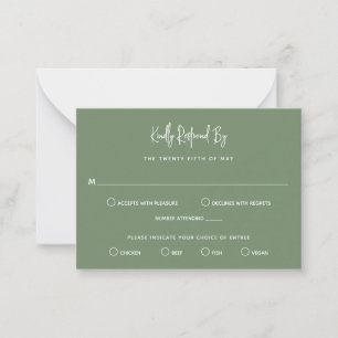 Tarjeta Pequeña Heather Elegant Sage Green Minimal Boda Moderno