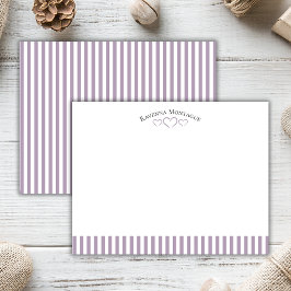 Tarjeta Pequeña Heather Modern Open Hearts Striped Note Card
