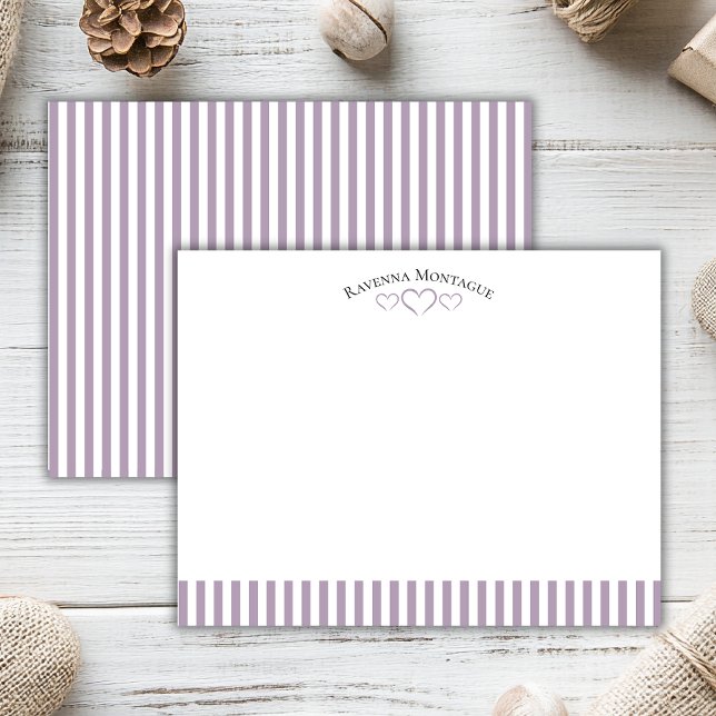 Tarjeta Pequeña Heather Modern Open Hearts Striped Note Card (Subido por el creador)