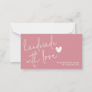 Tarjeta Pequeña Hecho a mano con amor Dusty Pink Heart Jewelry Car