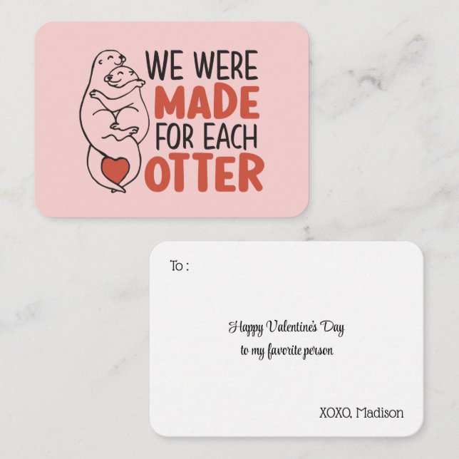 Tarjeta Pequeña Hecho para cada El día de San Valentín divertida d (Anverso / Reverso)