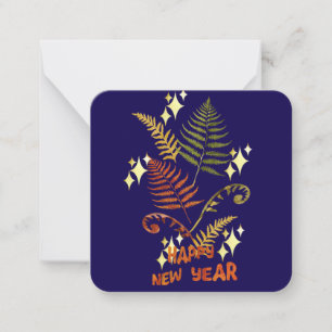 Tarjeta Pequeña Helechos Feliz Año Nuevo