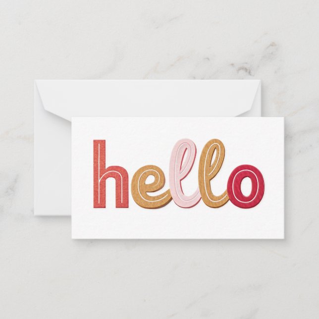 Tarjeta Pequeña "Hello" Playful Modern Greeting Card - Bold Multic (Anverso)