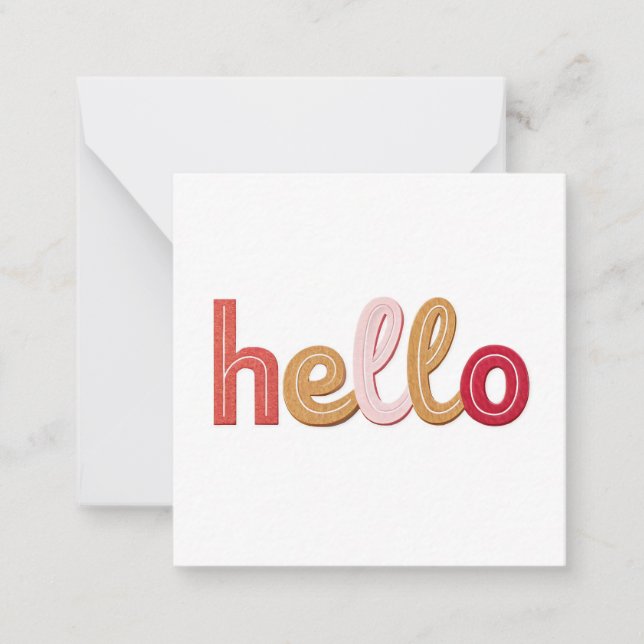 Tarjeta Pequeña "Hello" Playful Modern Greeting Card - Bold Multic (Anverso)