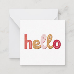 Tarjeta Pequeña "Hello" Playful Modern Greeting Card - Bold Multic