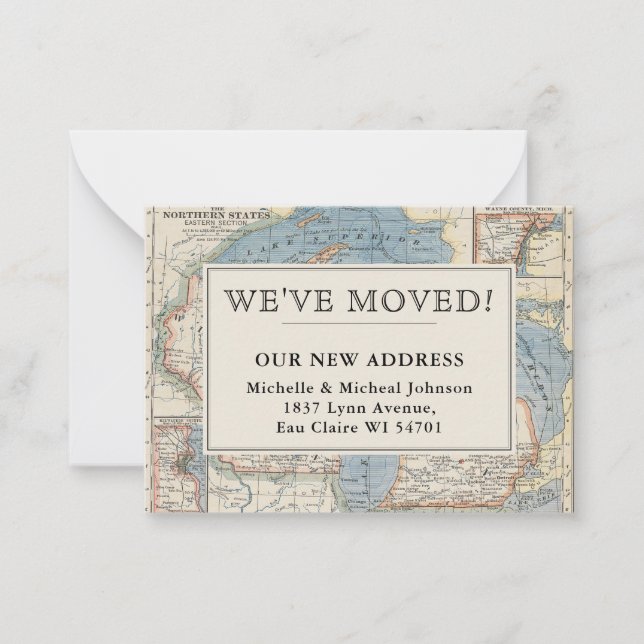 Tarjeta Pequeña Hemos movido el mapa de cosechas dirección Wiscons (Anverso)