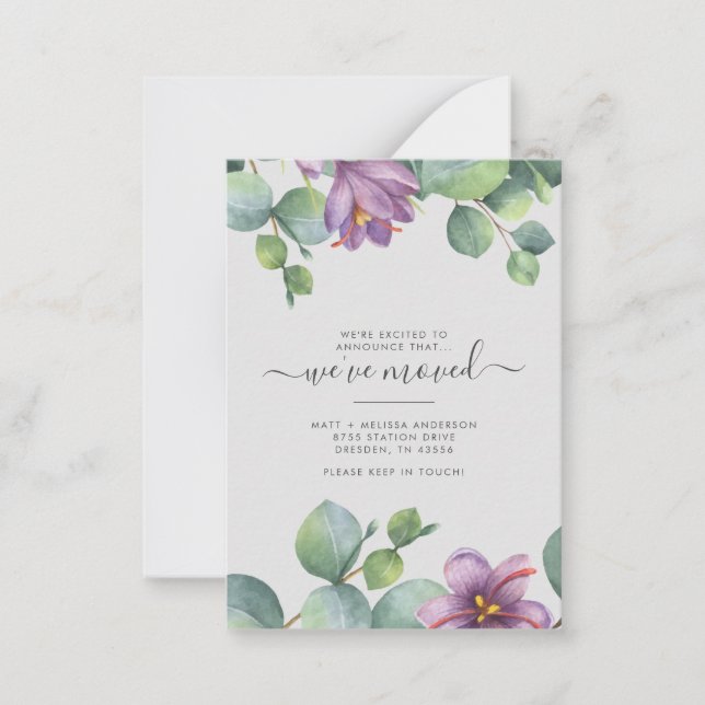 Tarjeta Pequeña Hemos movido la vegetación Eucalyptus Floral Movin (Anverso)