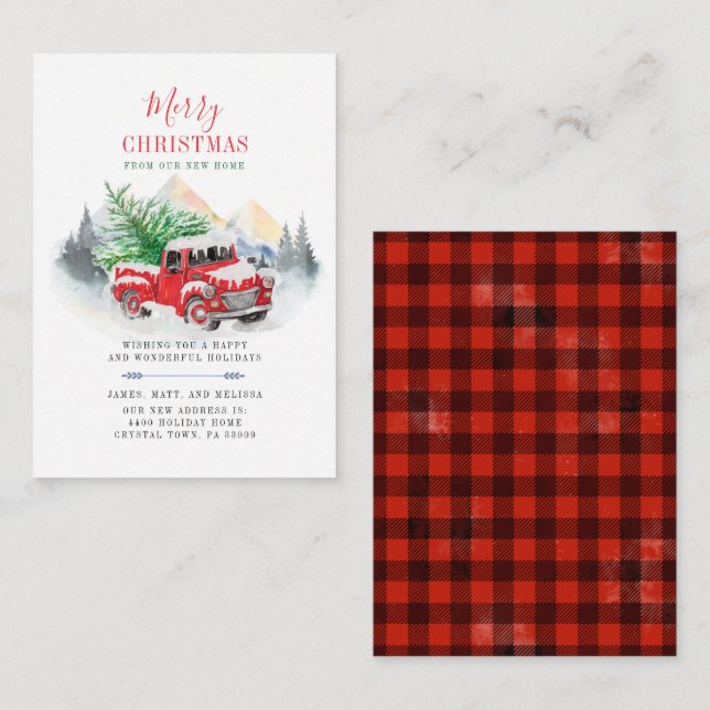 Tarjeta Pequeña Hemos mudado nuevos Navidades de vacaciones de dir (Anverso / Reverso)