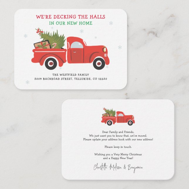 Tarjeta Pequeña Hemos trasladado a Navidades de vacaciones Invitac (Anverso / Reverso)