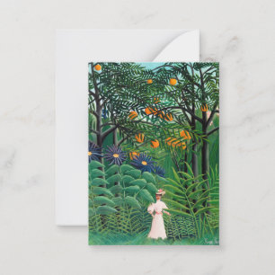 Tarjeta Pequeña Henri Rousseau - Mujer caminando en un bosque exót